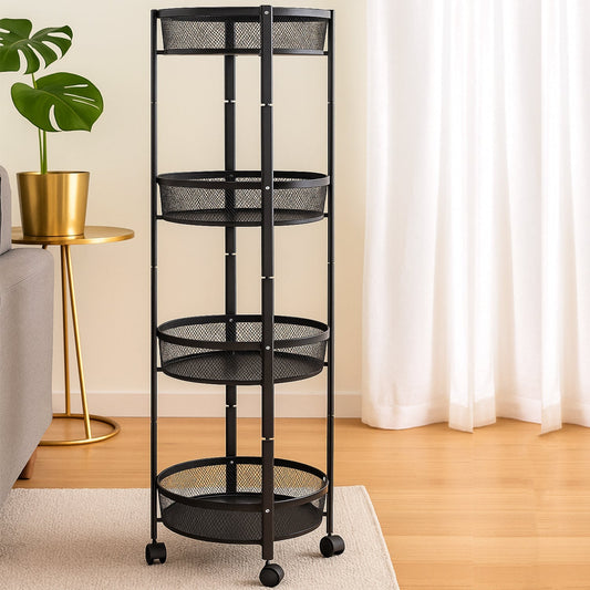 4-Layer Round Metal Folding Storage Trolley