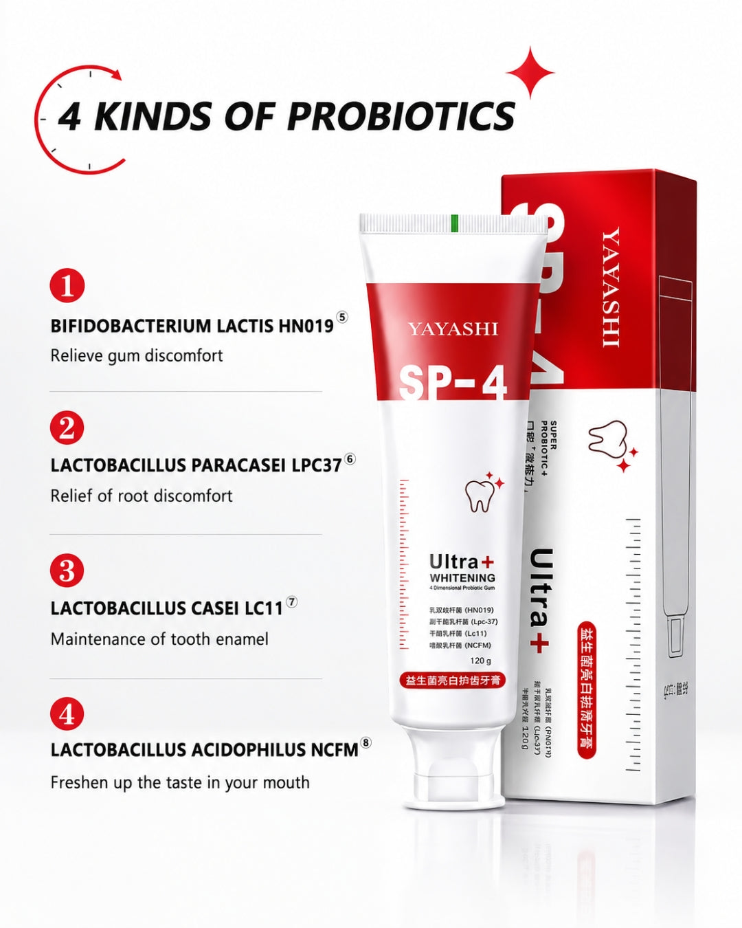 Sp-4 probiotic whitening toothpaste, Teeth Whitener Toothpaste, Natural Tooth Whitener
