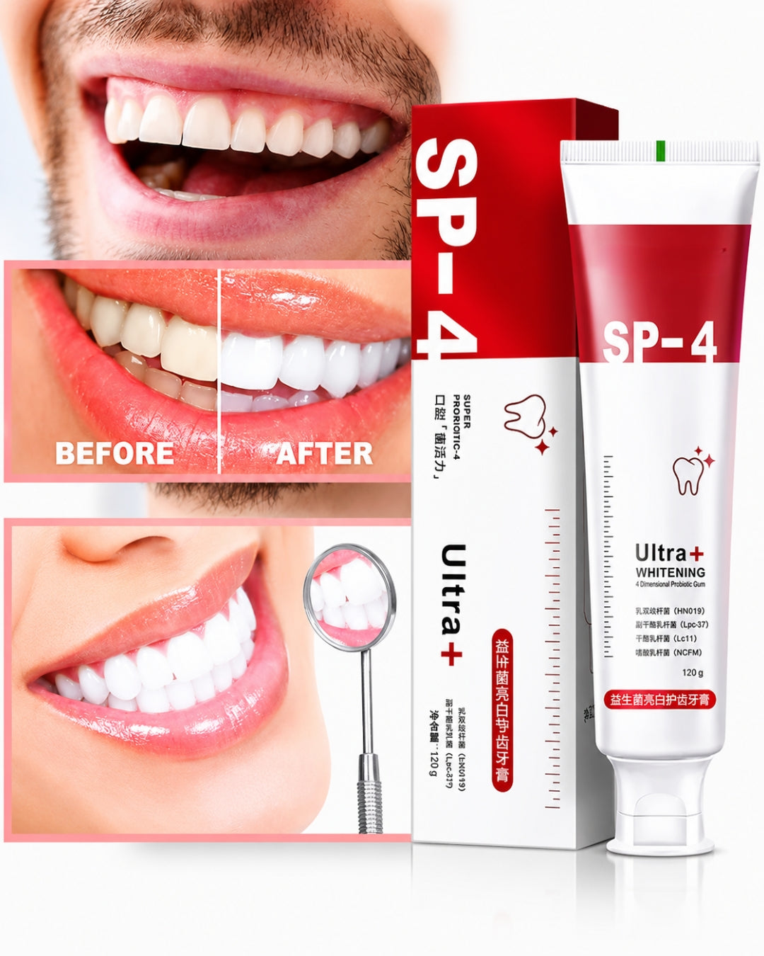 Sp-4 probiotic whitening toothpaste, Teeth Whitener Toothpaste, Natural Tooth Whitener