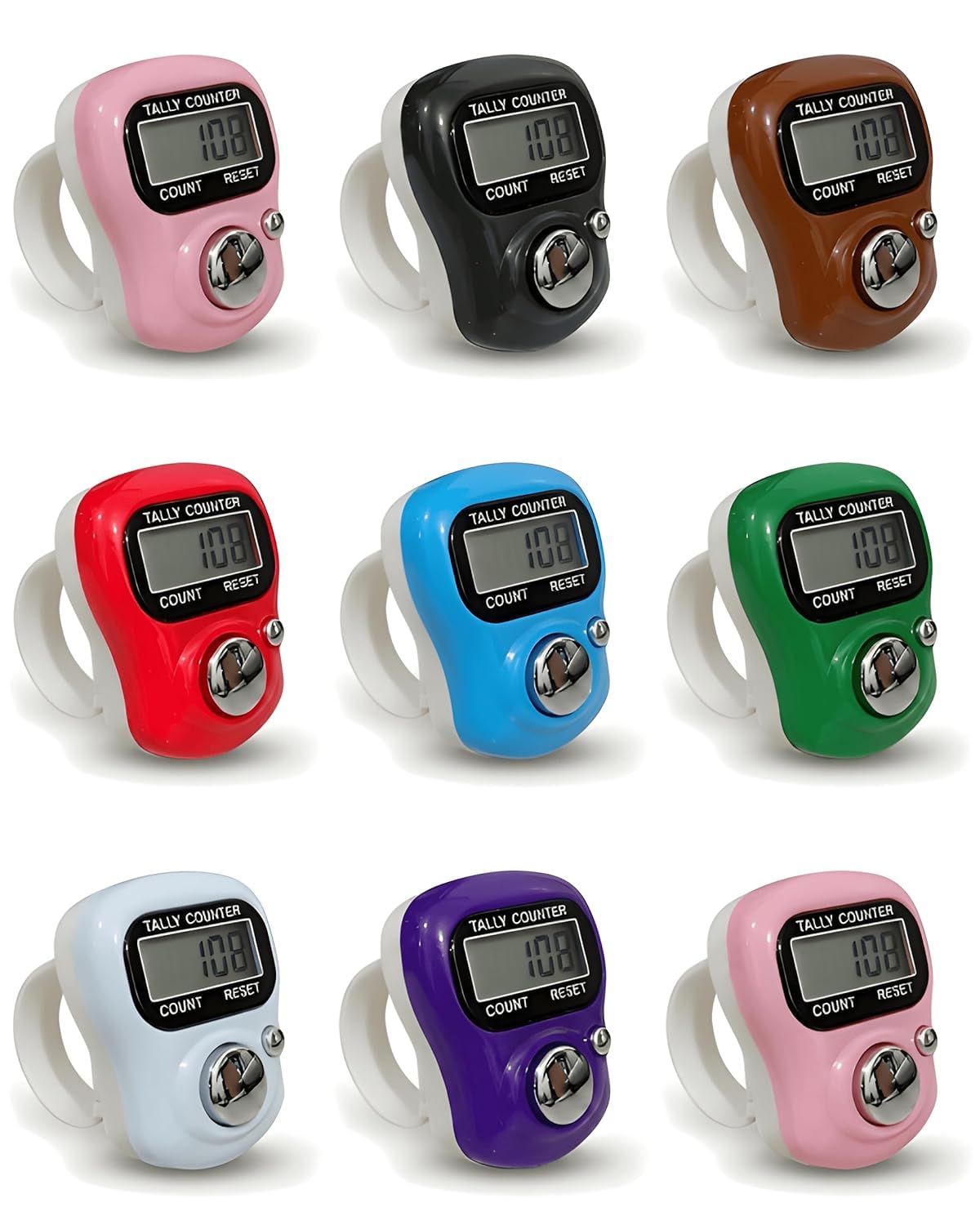 Digital Finger Tally Counter for Mantra Jap, Meditation, Prayer, Cricket Umpire & Sports | LCD Clicker Counter | Multicolour